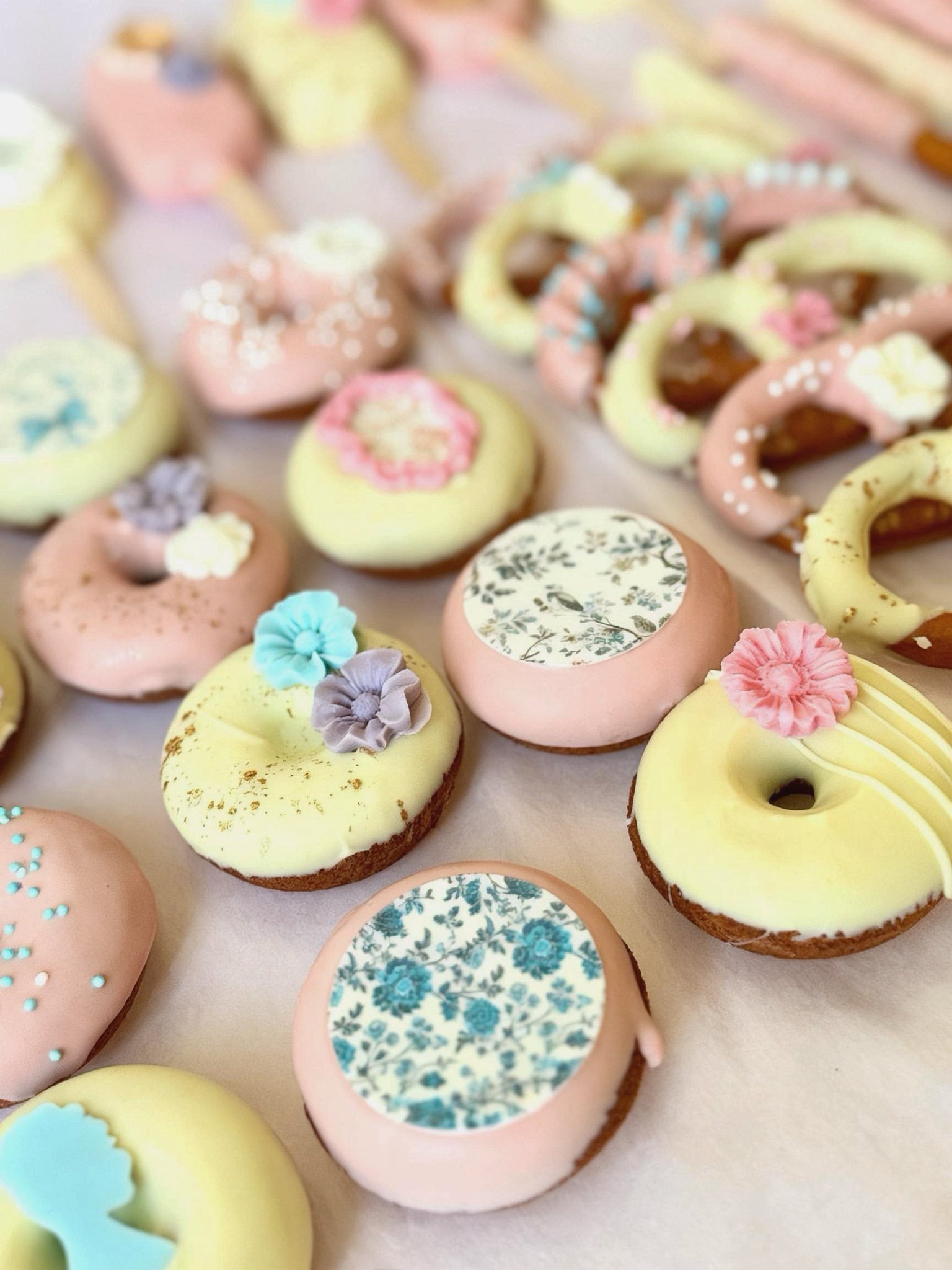 gepersonaliseerde sweet table box met wafels en waffooz rings bedekt met echte belgische chocolade voor een feestje,babyshower of verjaardag. elk gekozen thema zoals bijvoorbeeld dit Bridgerton thema